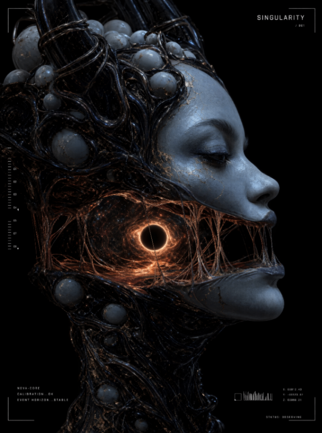 Surreal Black hole split open head