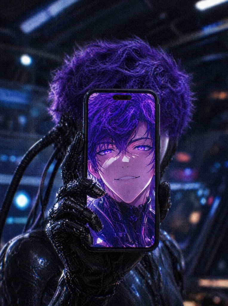 holding phone with selfie in front of face
