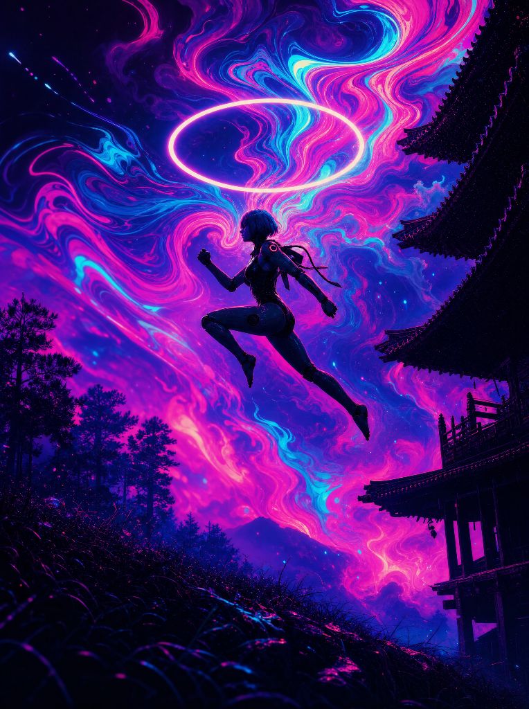 Surreal Neon Paint swirl abstraction