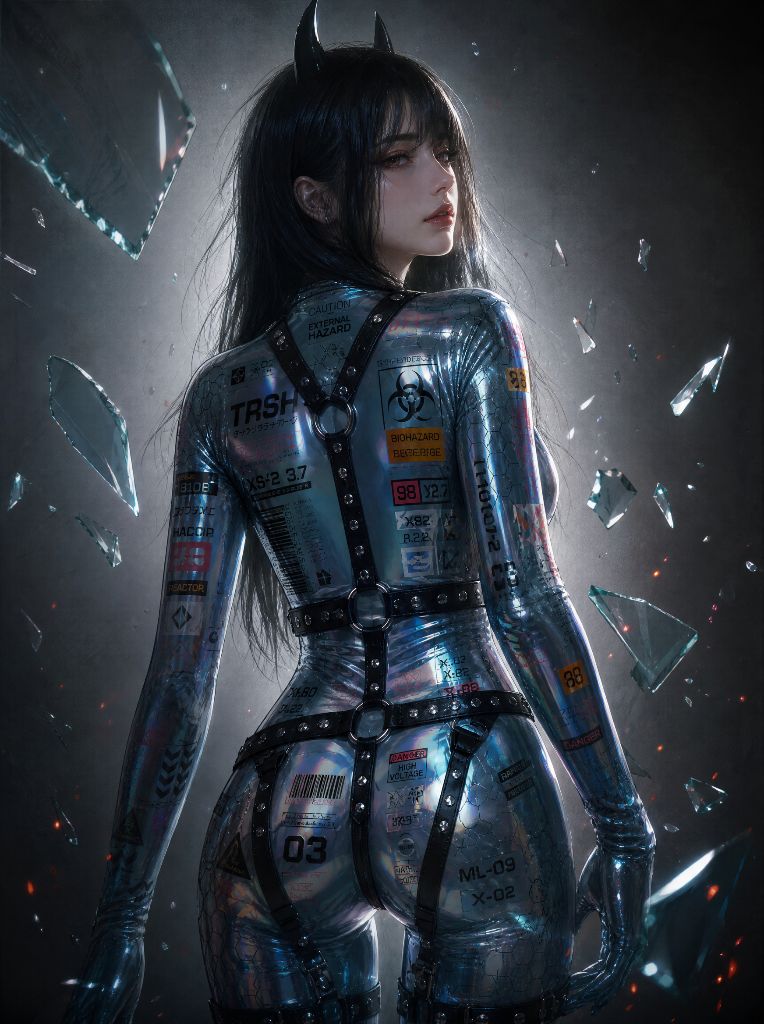 Semi-realistic digital illustration shattering glass reveal
